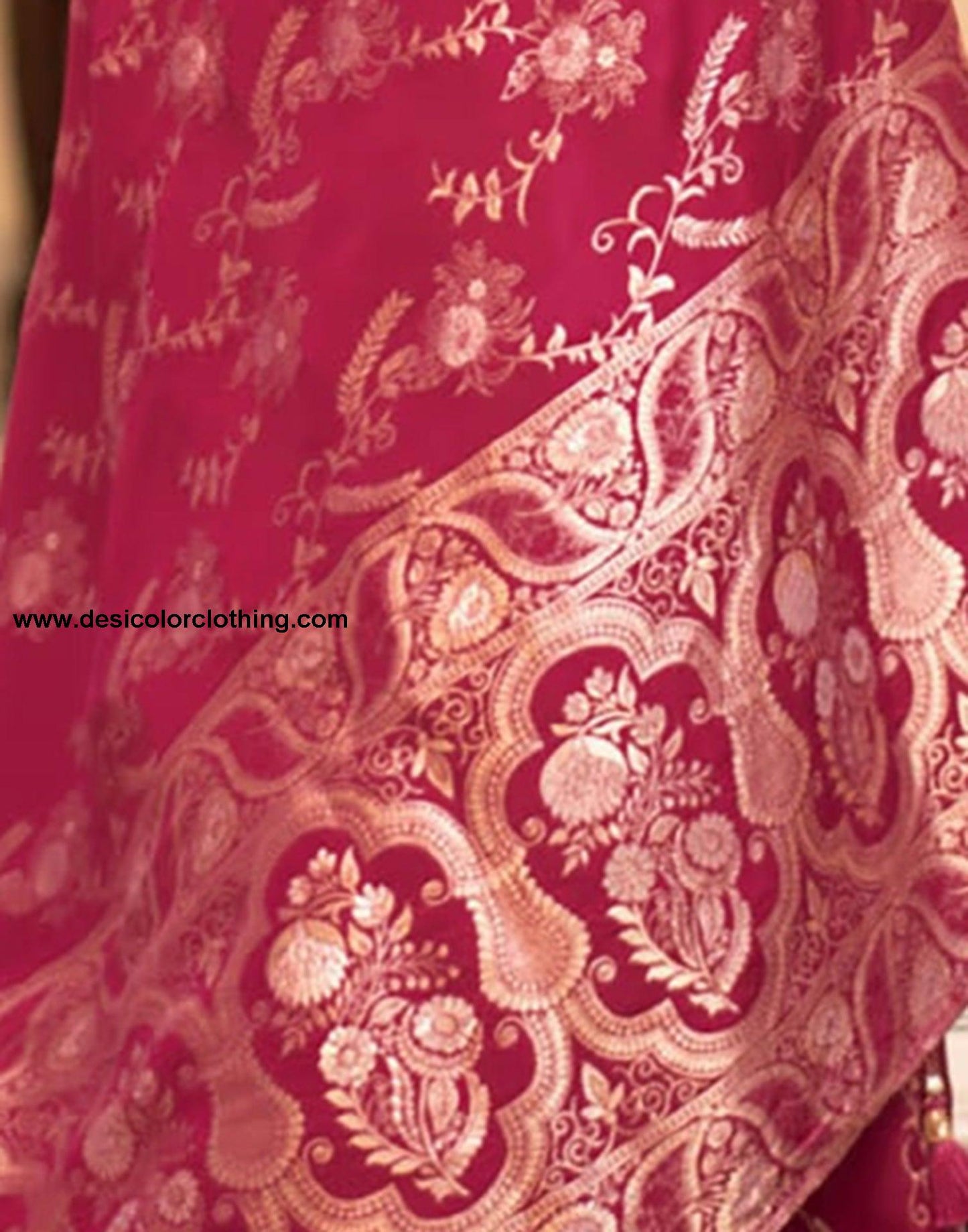Dark Pink Silk Plain Saree