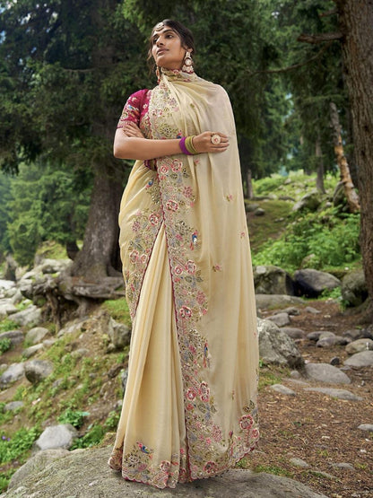 Product Image - Designer Wedding Saree in Soft Jimmy Chu Fabric with Embroidered Blouse
