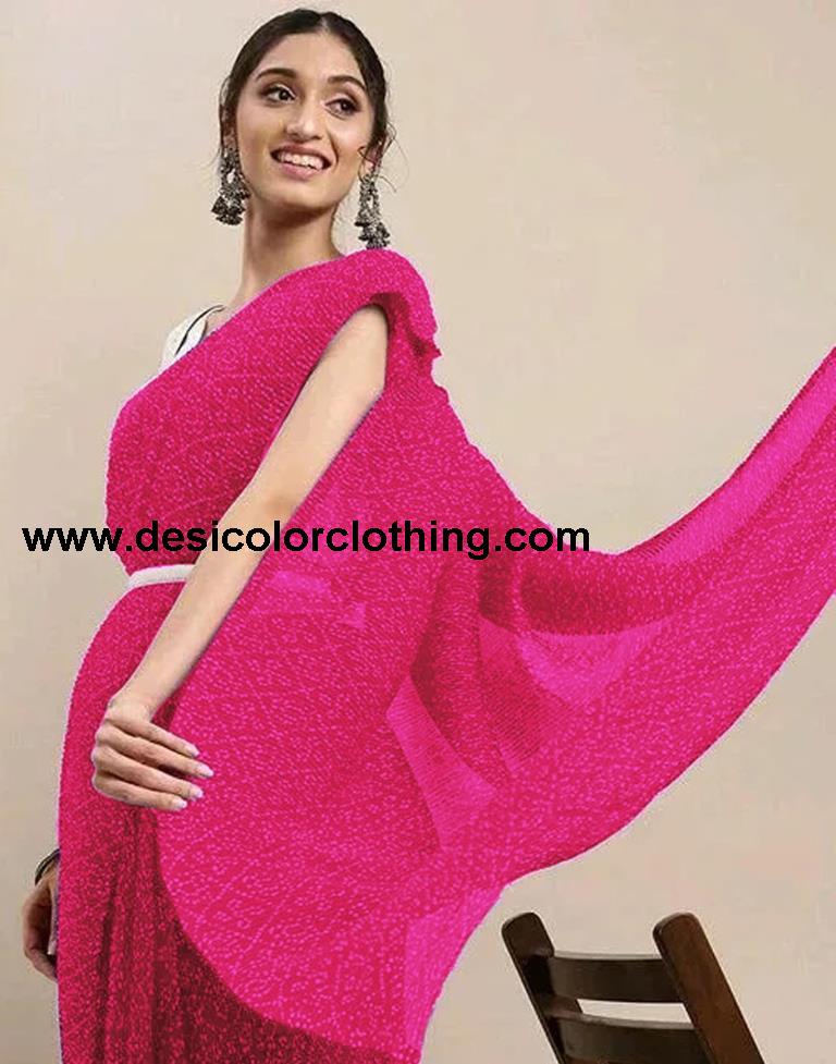 Pink Bandhani Georgette Saree