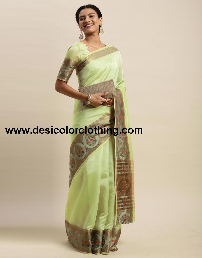 Pista Green Organza Saree