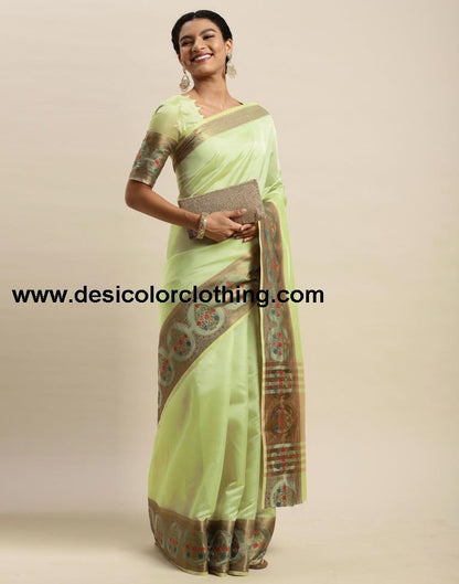 Pista Green Organza Saree
