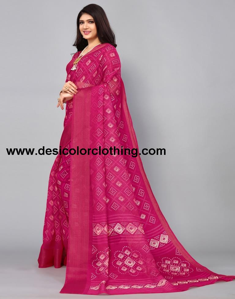 Rani Pink Cotton Saree