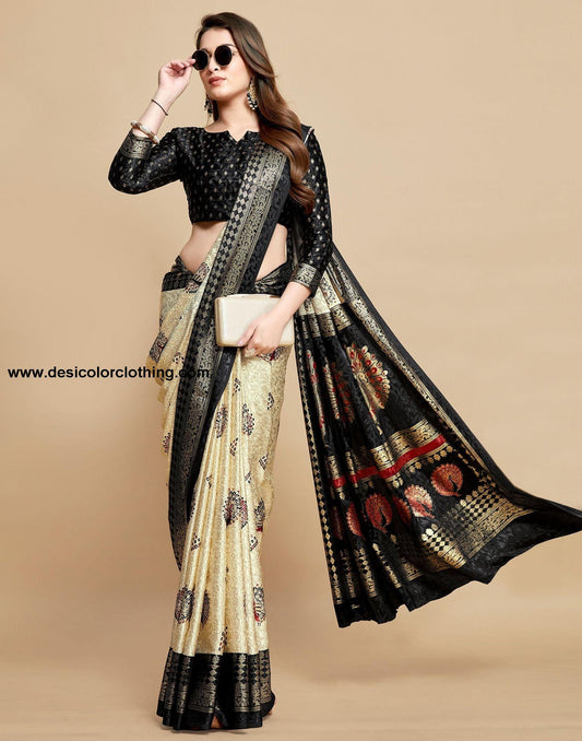 Cream Silk Saree
