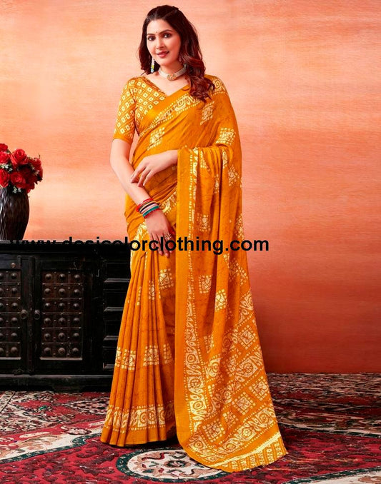 Turmeric Silk Printed Sarees