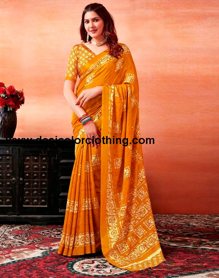 Turmeric Silk Printed Sarees
