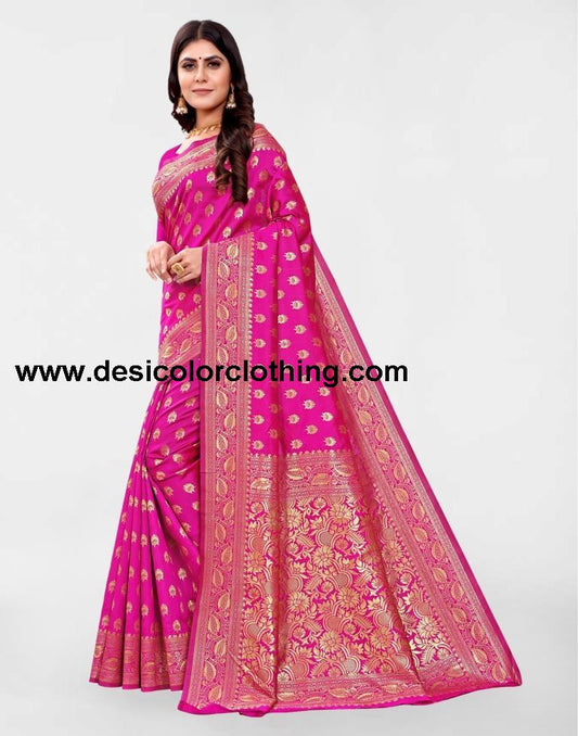 Pink Banarasi Silk Saree