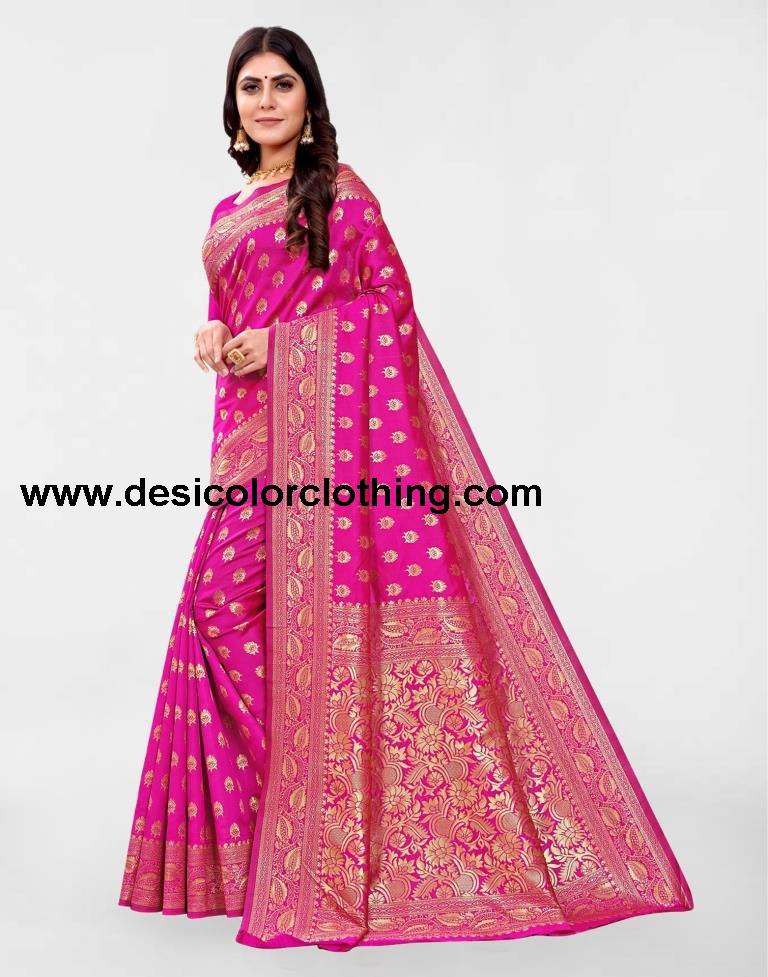 Pink Banarasi Silk Saree