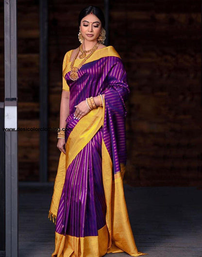 Violet Jacquard Silk Saree