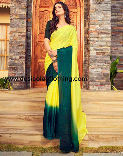 Yellow Chiffon Plain Ready To Wear