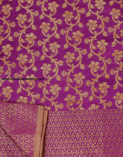 Wine Banarasi Silk Saree