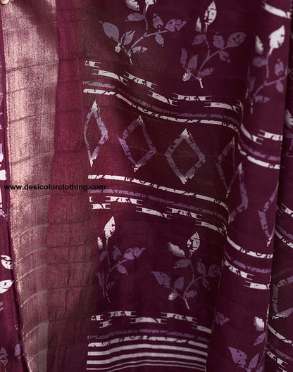 Deep Pink Silk Printed Saree