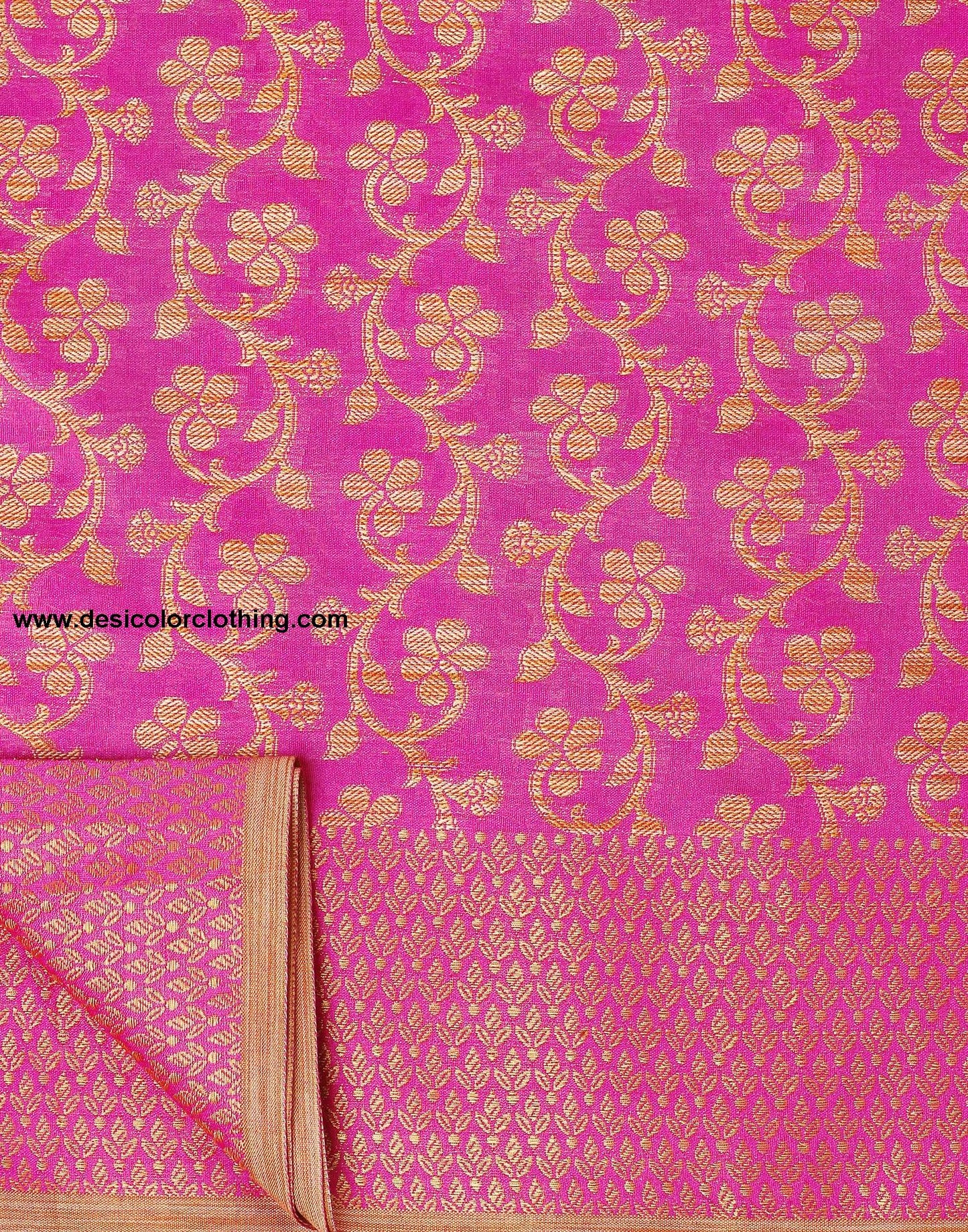 Pink. Beige Banarasi Silk Saree