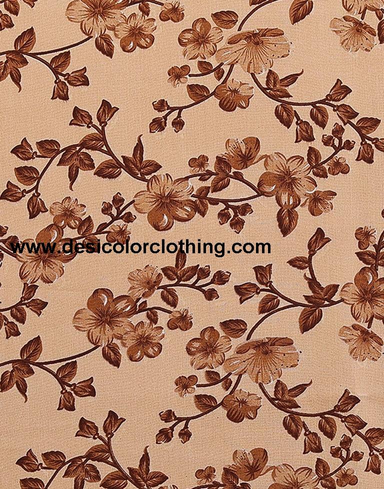 Brown Georgette Floral Printed Saree
