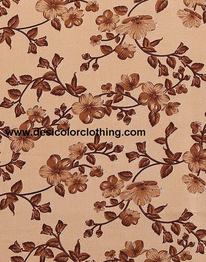 Brown Georgette Floral Printed Saree