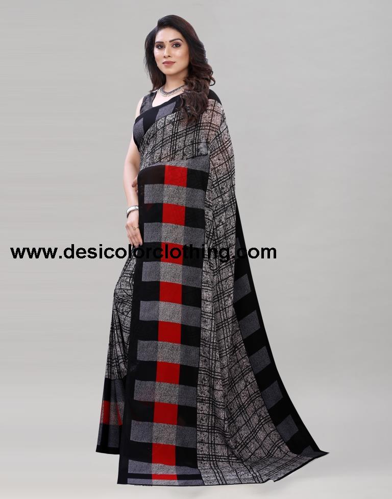 Stone Grey Printed Saree | 1989S385
