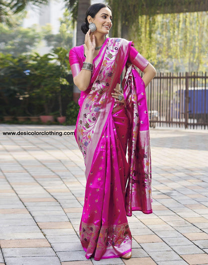 Silver Jacquard Silk Saree
