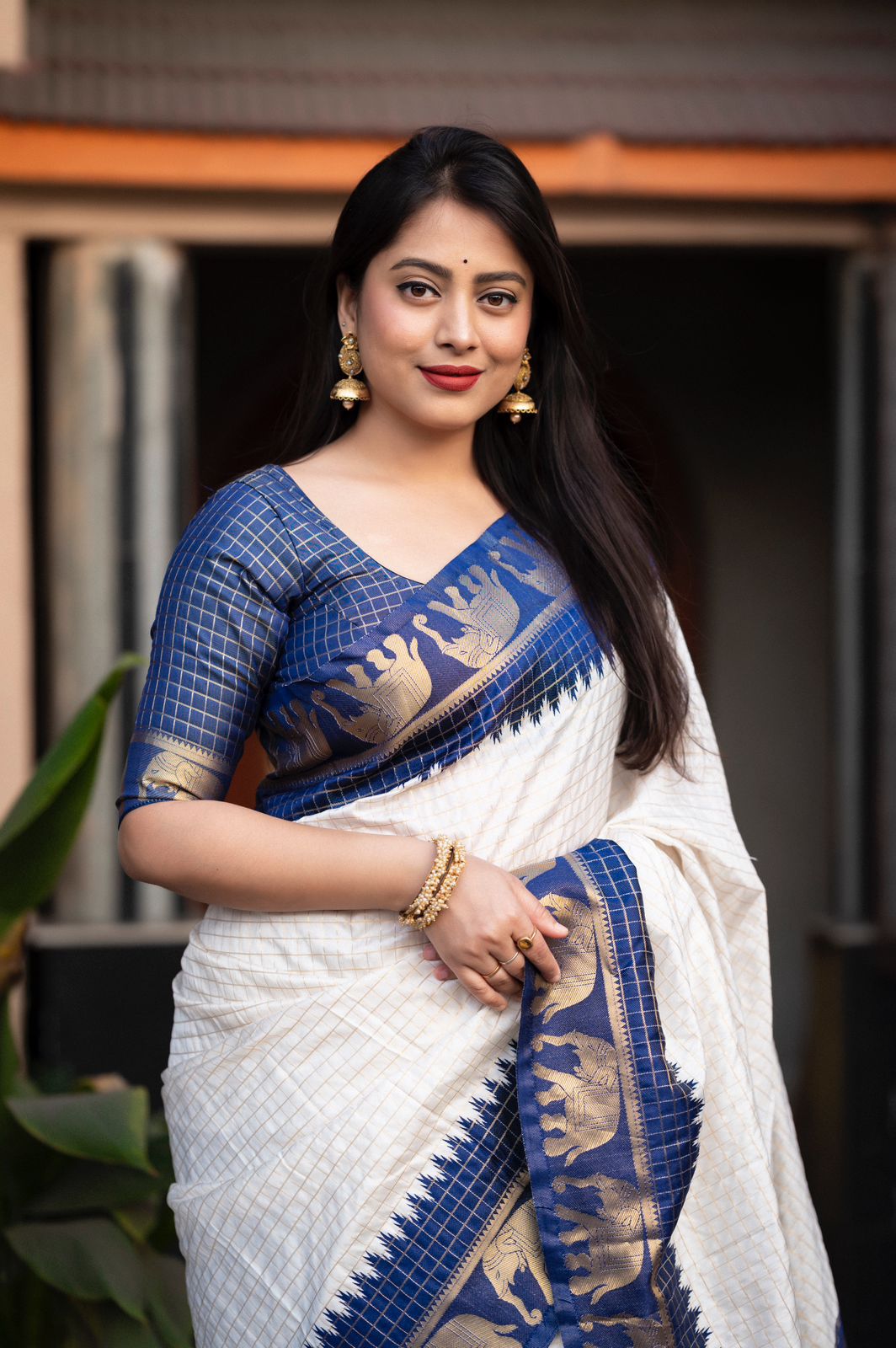 Product Image - ELEPHANTA CHEX: White Edition Designer Saree
