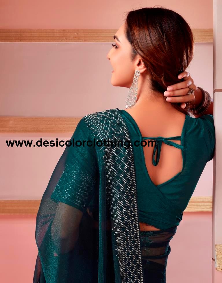 Rama Chiffon Plain Saree