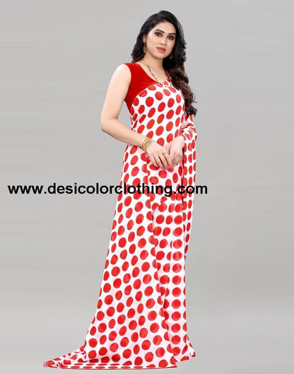 Red Polka Printed Saree | 2095S437