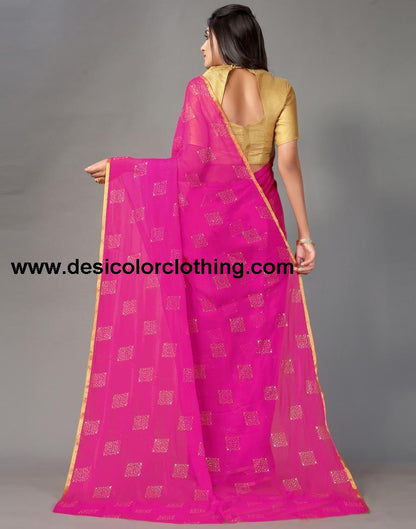 Rani Pink Chiffon Saree