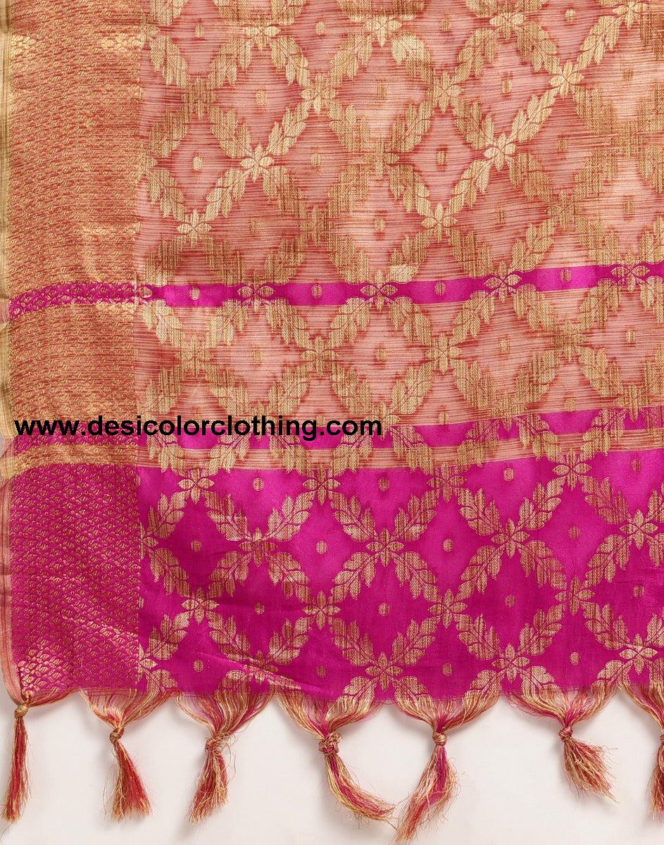 Pink Coloured Banarasi Cotton Silk Saree