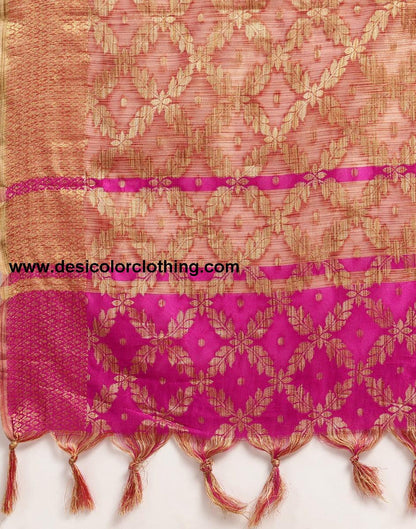Pink Coloured Banarasi Cotton Silk Saree