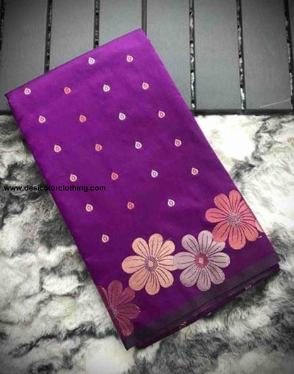 Purple Silk Plain Saree