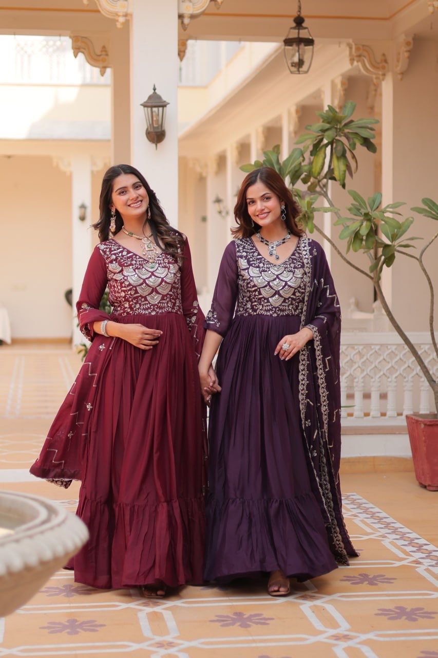 Product Image - Designer Georgette Festive Gown with Dupatta