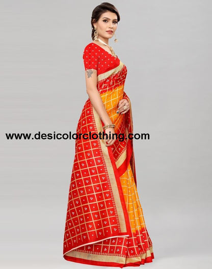 Red Bandhani Printed Silk Saree | 1159S88