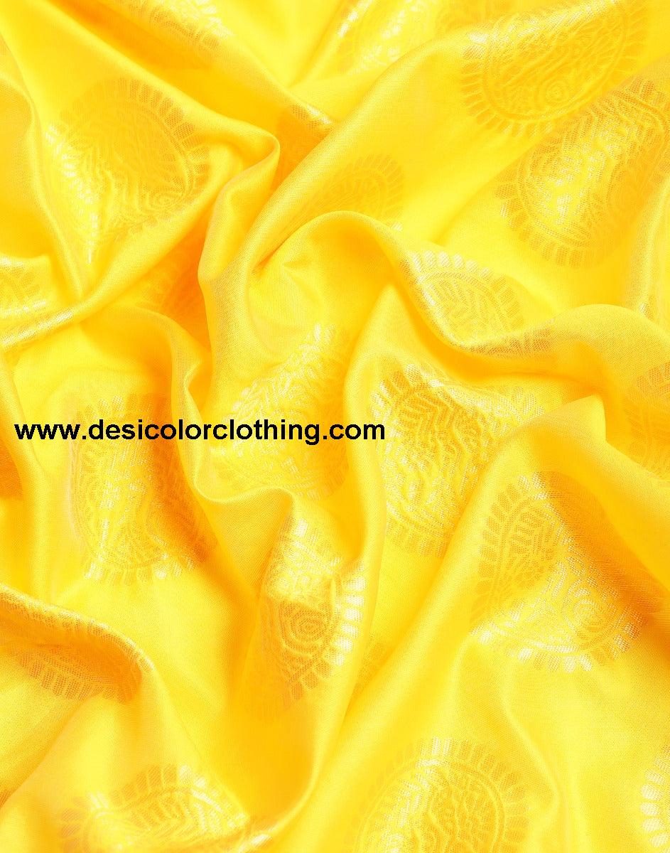 Yellow Banarasi Silk Saree