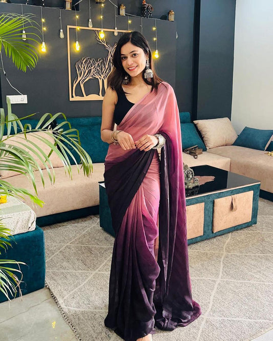 Product Image - Elegant 1 Min Ready to Wear Designer Saree | Georgette Fabric | Festive & Wedding Wear