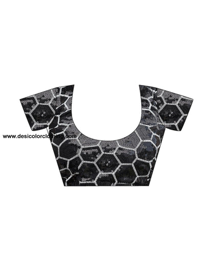 Black Georgette Sequence Saree