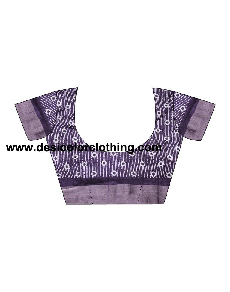 Deep Purple Silk Printed Saree