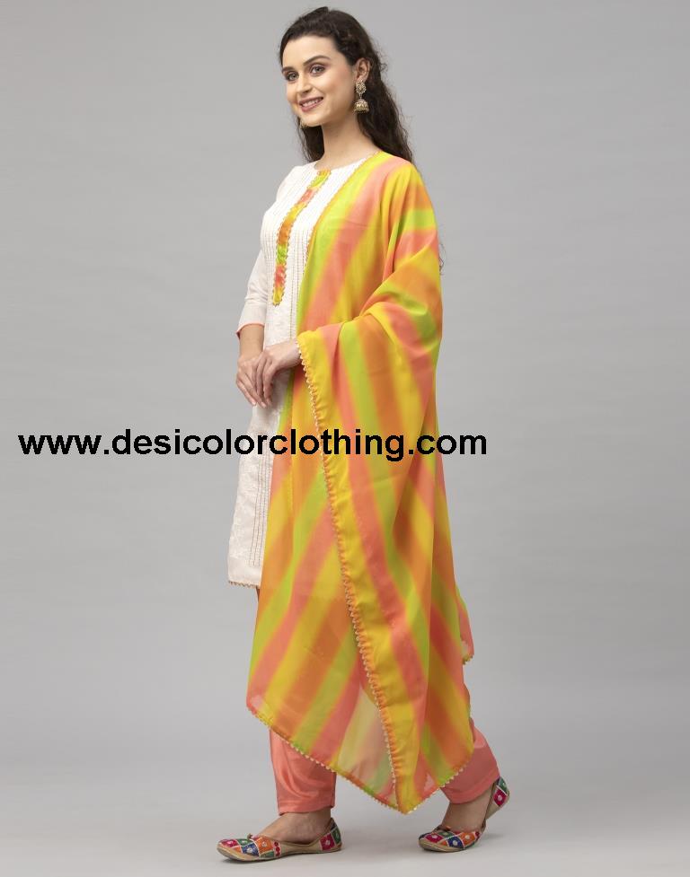 Blooming Off White Cotton Embroidered Unstitched Salwar Suit