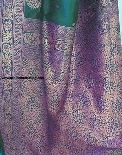 Rama Green Jacquard Silk Saree