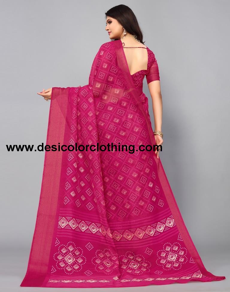Rani Pink Cotton Saree