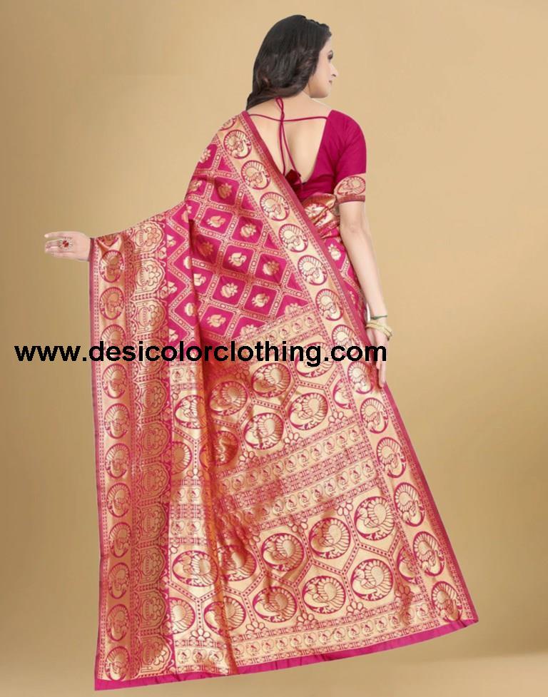 Rani Pink Banarasi Silk Saree