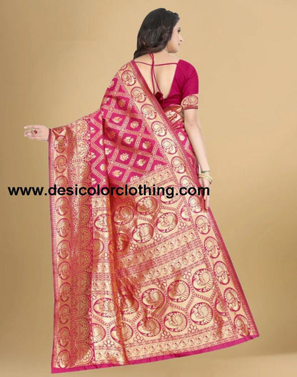 Rani Pink Banarasi Silk Saree