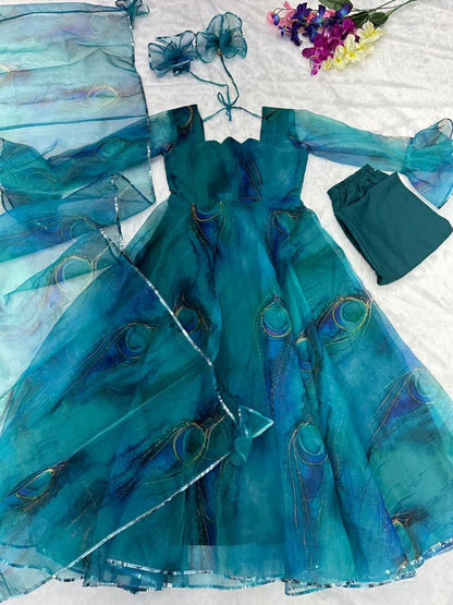 Product Image - Exclusive Ri8 Fashion Anarkali Suit - Digital Printed Organza Silk