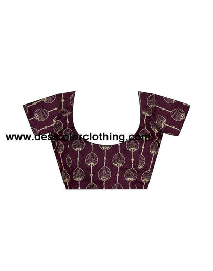 Wine Printed Georgette Saree