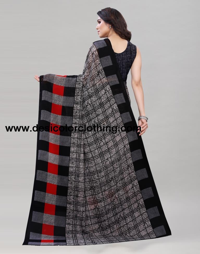 Stone Grey Printed Saree | 1989S385