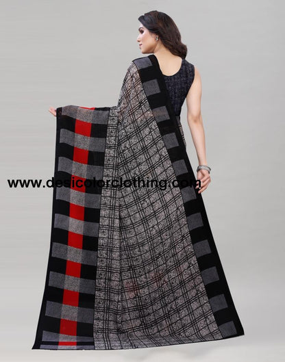 Stone Grey Printed Saree | 1989S385