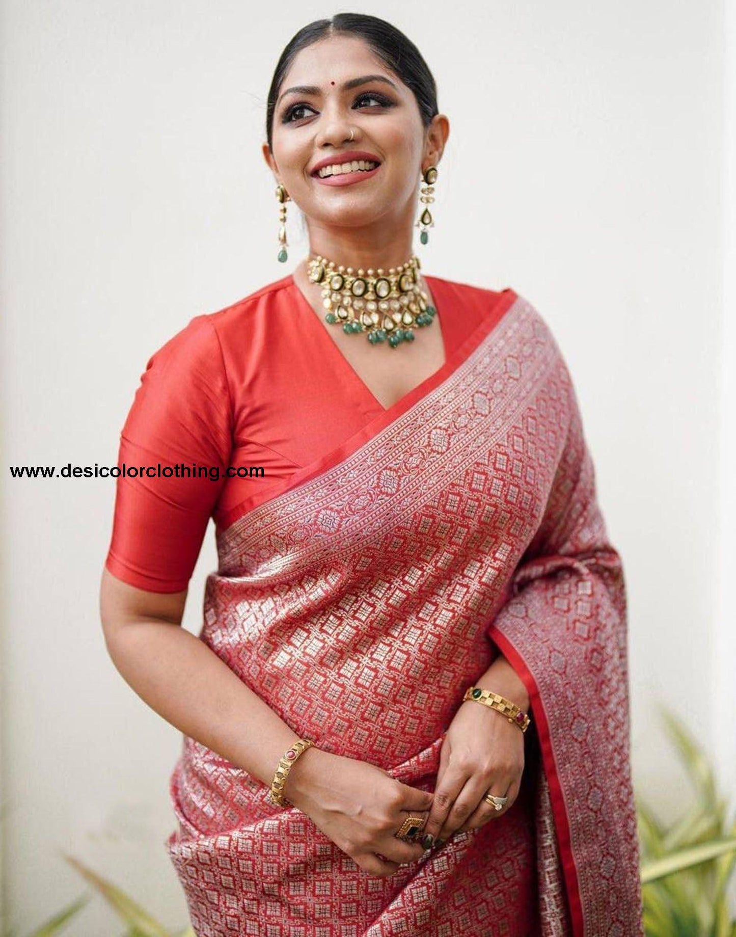 Red Jacquard Silk Saree