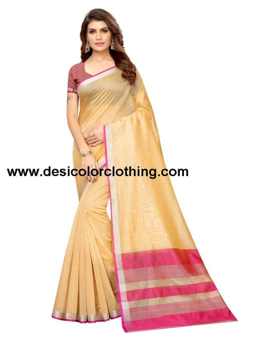 Yellow Cotton Silk Saree | 1207S1046