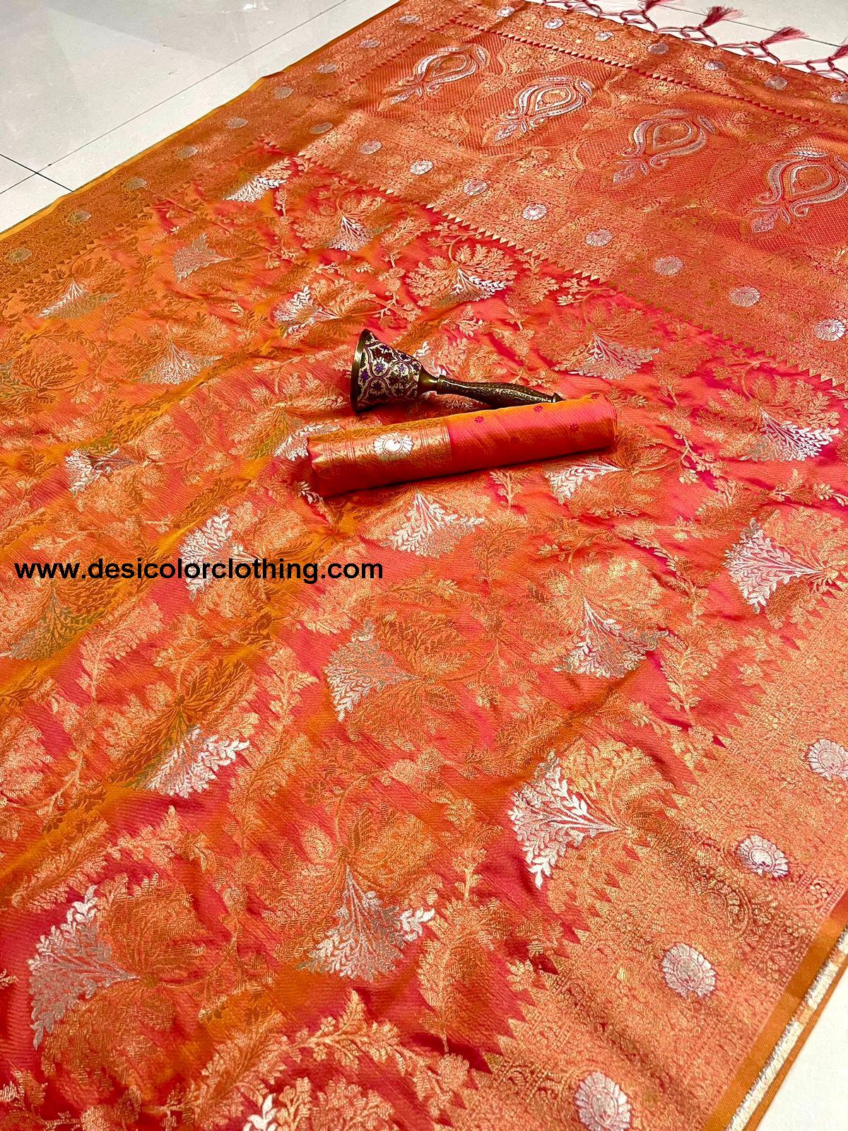 Pure Silk Saree with Minakari Work and Original Jari
