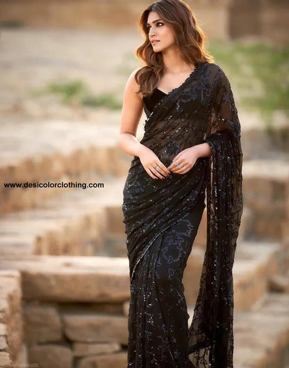 Black Georgette Saree