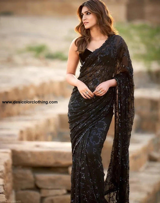 Black Georgette Saree