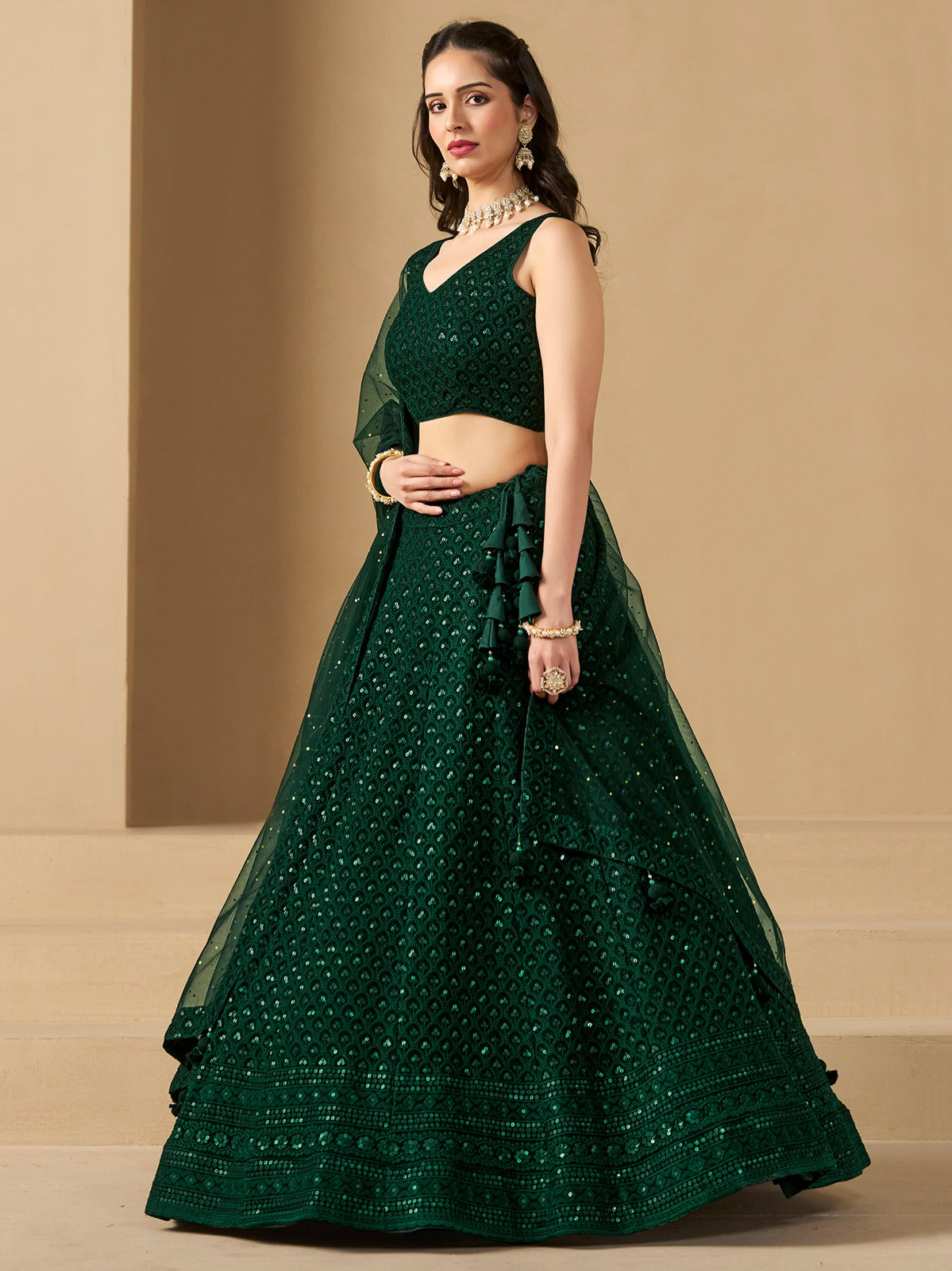Product Image - Blue Georgette Bridesmaid Lehenga Choli
