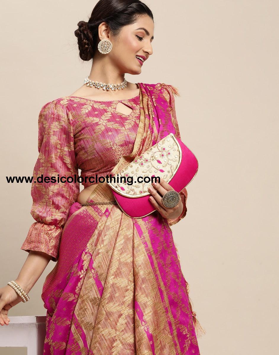 Pink Coloured Banarasi Cotton Silk Saree