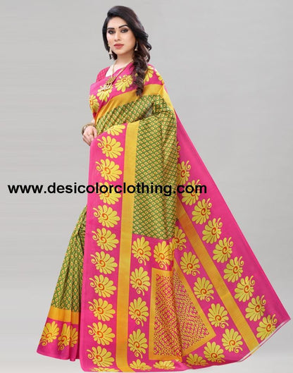 Pink Coloured Poly Silk Printed Casual saree